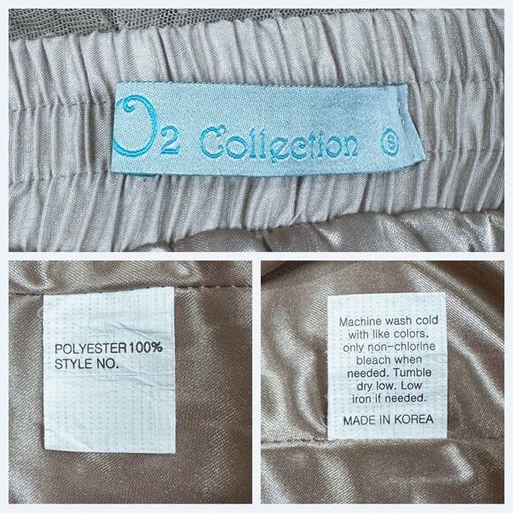 O2 Collection tan swiss dot sheer mesh handkerchief tulle midi skirt - Picture 6 of 7